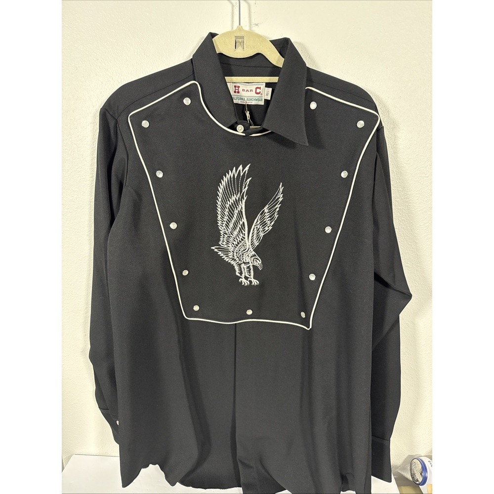 NWT H‎ Bar C California Ranchwear Eagle Bib Mens 16 1/2 Pearl Snaps L/S G2